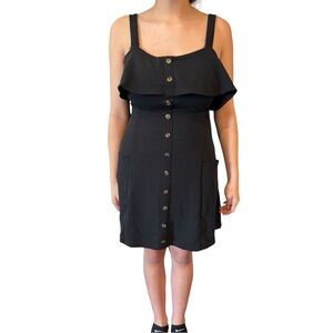 Chic Black Button-Front Mini Dress